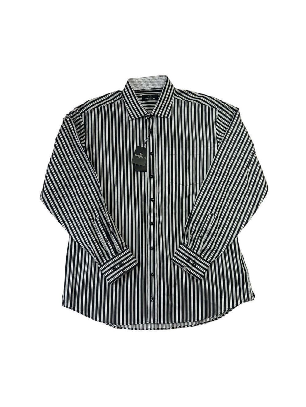 Bugatchi Uomo Long Sleeve Shirt Black Stripped Mens Size XXL NWT